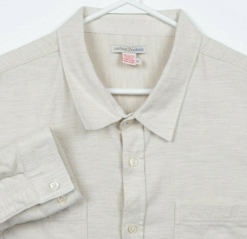 Carbon 2 Cobalt Men's XL Cream Long Sleeve Pockets Button-Front Shirt