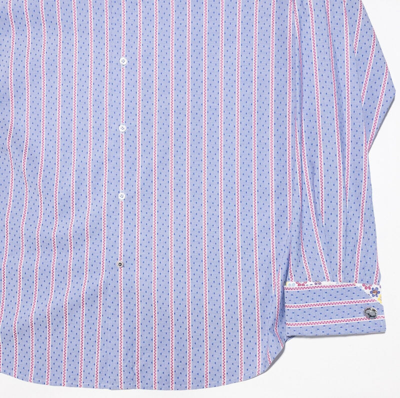 Robert Graham French Cuff 17.5 XL Mens Flip Cuff Floral Dog Blue Pink Stripe Dot