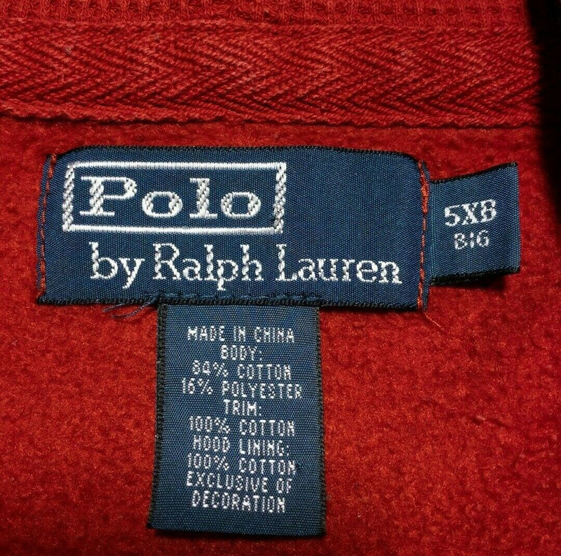 Polo Ralph Lauren Men's 5XB (5XL Big) Full Zip Solid Red Pony Hooded Sweatshirt