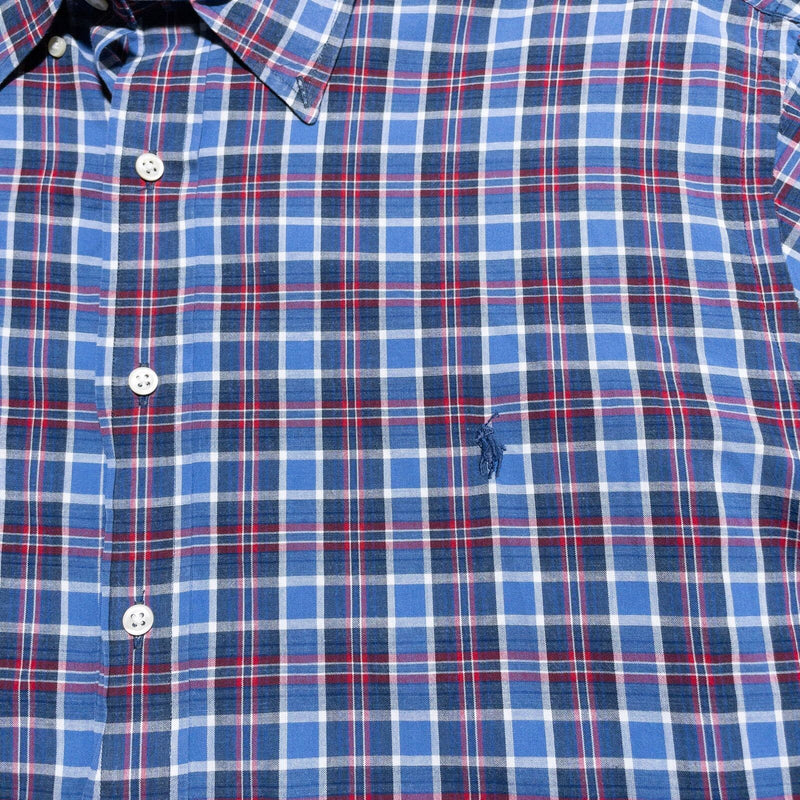 Polo Ralph Lauren Shirt Men's 2XB Big Button-Down Blue Red Plaid Short Sleeve