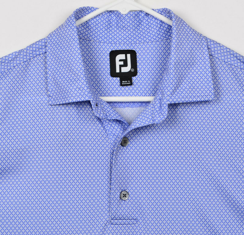 FootJoy Men's Sz Medium Blue Geometric Starburst FJ Performance Golf Polo Shirt