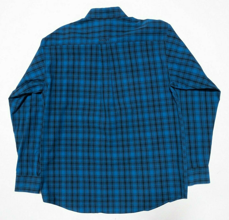 Ariat Pro Series Button-Down Shirt Blue Plaid Rodeo Western Men's Large