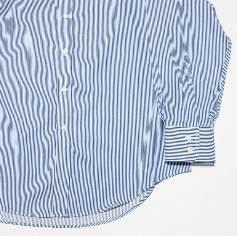 T.M. Lewin 16.5 Regular Fit 34.5 Men's Dress Shirt Non-Iron Blue White Striped