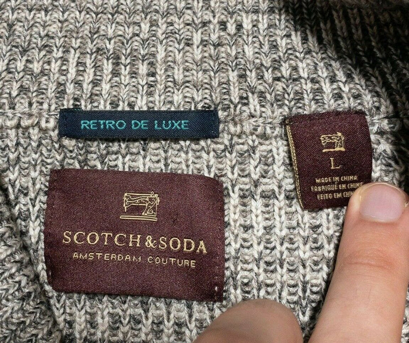 Scotch & Soda Men's Large Gray Shawl Collar Wool Blend Retro De Luxe Sweater