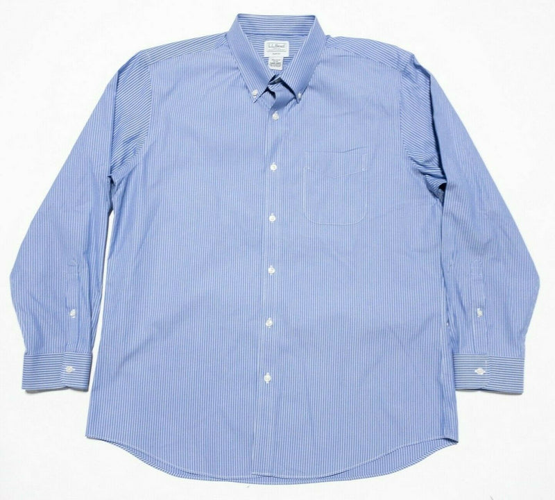 L.L. Bean Wrinkle-Free Pinpoint Oxford Cloth Shirt Blue Men's 17-34 Slim Fit