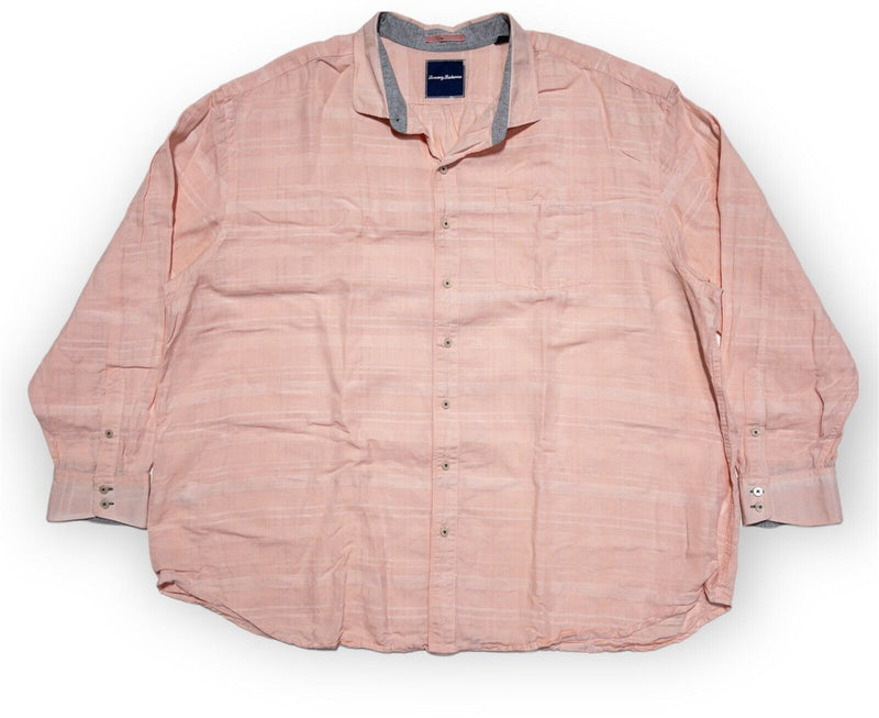 Tommy Bahama 2XB Shirt Men's Linen Blend Long Sleeve Light Pink Textured 2XL Big