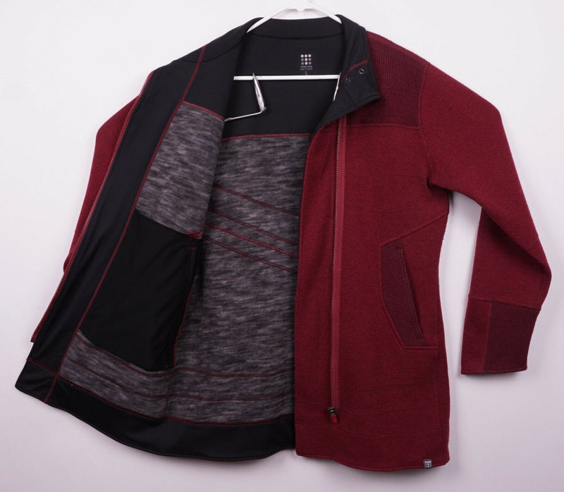 Title Nine Women's Sz Large Wool Blend Red Full Zip Snap Collar Tunic Jacket