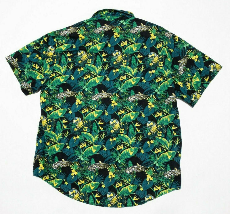Star Wars Hawaiian Shirt Men's XL Floral Green Button-Front Millennium Falcon