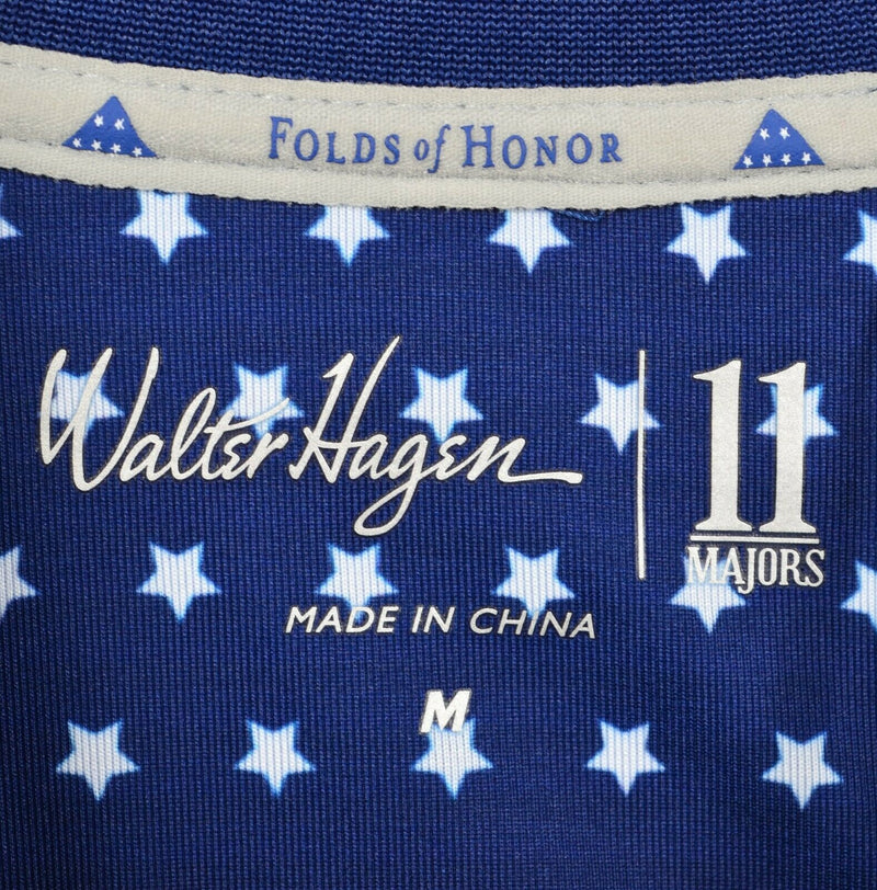 Folds of Honor Men Medium Red White Blue Striped Walter Hagen Wicking Golf Polo