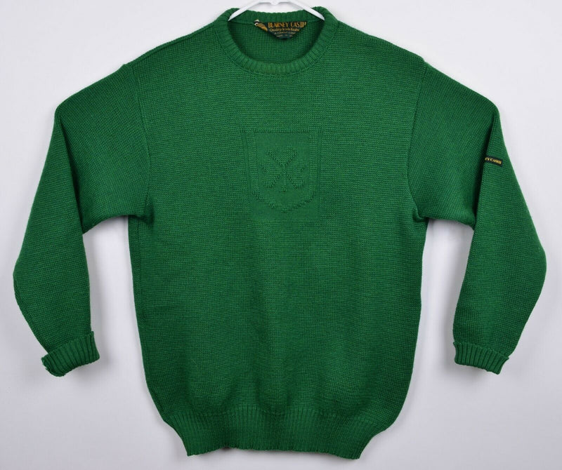 Blarney Castle Men's Large Green Wool Shamrock Knit Irish Crewneck Sweater