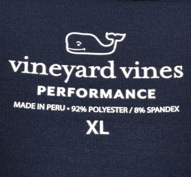Vineyard Vines Performance Men XL Red Blue Striped Polyester Whale Golf Shirt