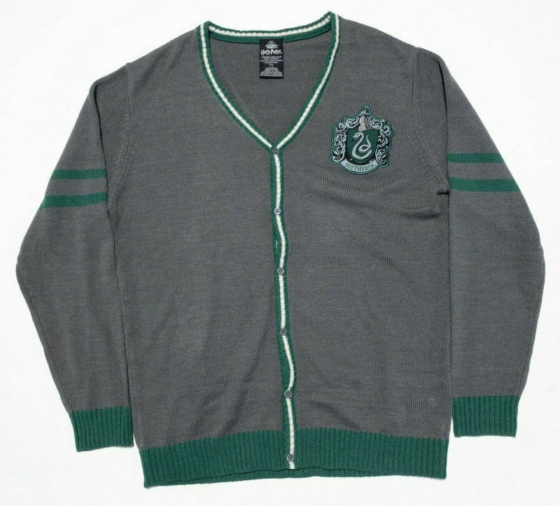 Harry Potter Wizarding World Slytherin Cardigan Sweater Gray Green Adult Large