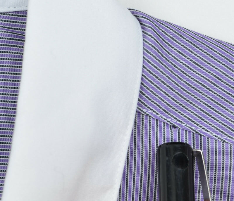 John Varvatos USA Men's 2XL Luxe Purple Striped Flip Cuff Button-Front Shirt