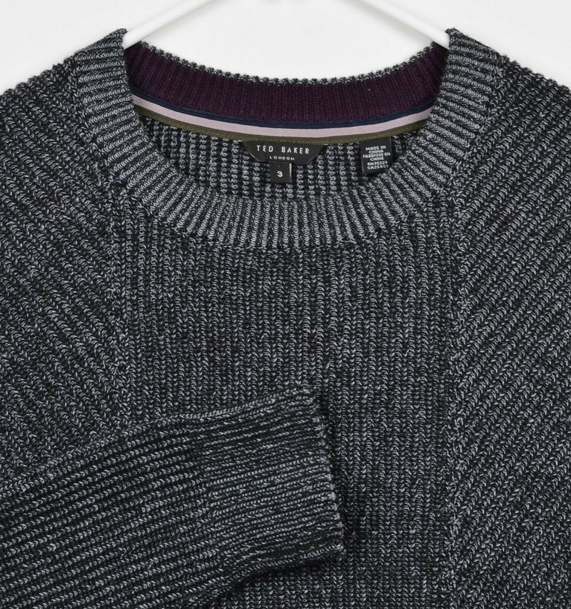 Ted Baker London Men's 3 Gray Knit Cotton Poly Blend Crewneck Pullover Sweater