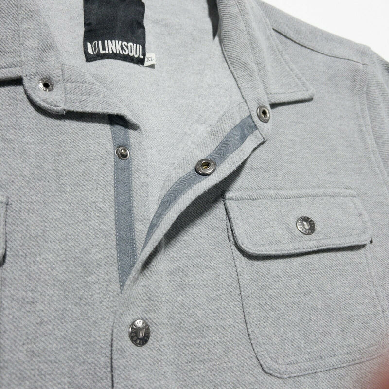 Linksoul Men's XL Snap-Front Solid Gray Golf Casual Heavyweight Shirt