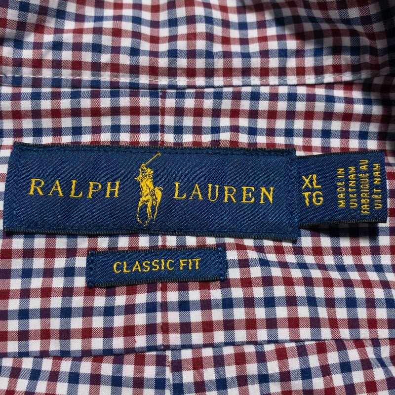 Polo Ralph Lauren Men's XL Classic Fit Red Blue Plaid Check Button-Down Shirt