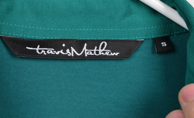 Travis Mathew Men's Sz Small Green Striped Dot Pima Cotton Pixel Polo Golf Shirt