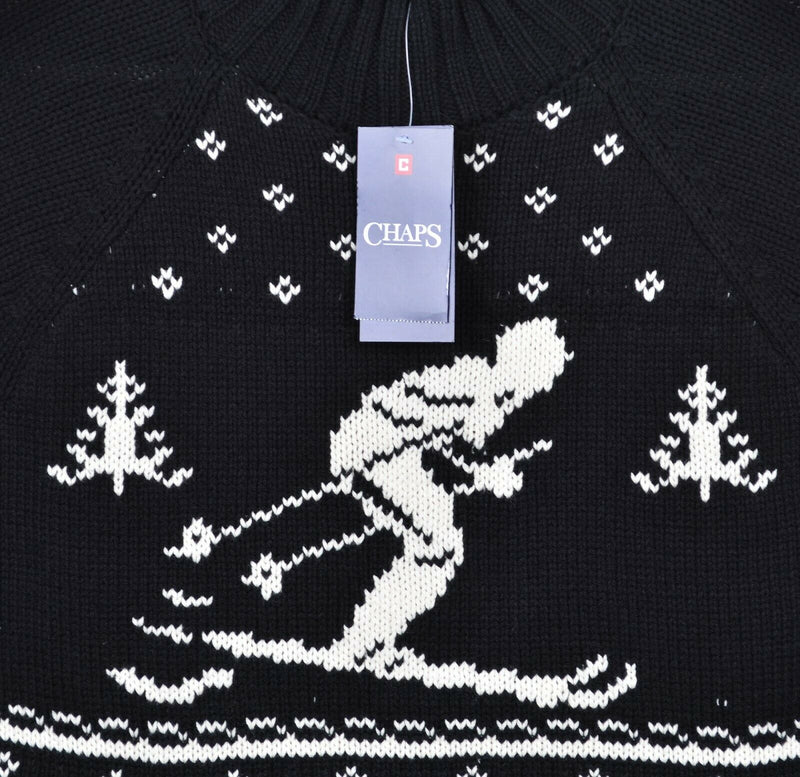 Chaps Men's Large Ski Knit Black White Turtleneck Holiday Pullover Sweater