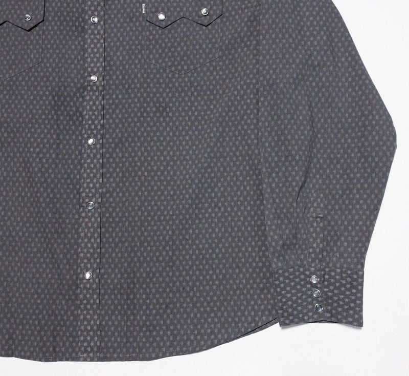 Levi's Pearl Snap Shirt 2XL Standard Fit Men's Gray Rockabilly Sawtooth