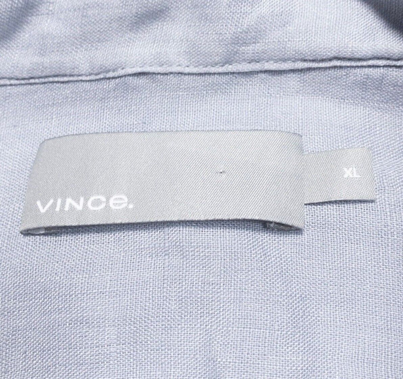 Vince Linen Shirt Men's XL Light Gray Short Sleeve Button-Front Casual Modern