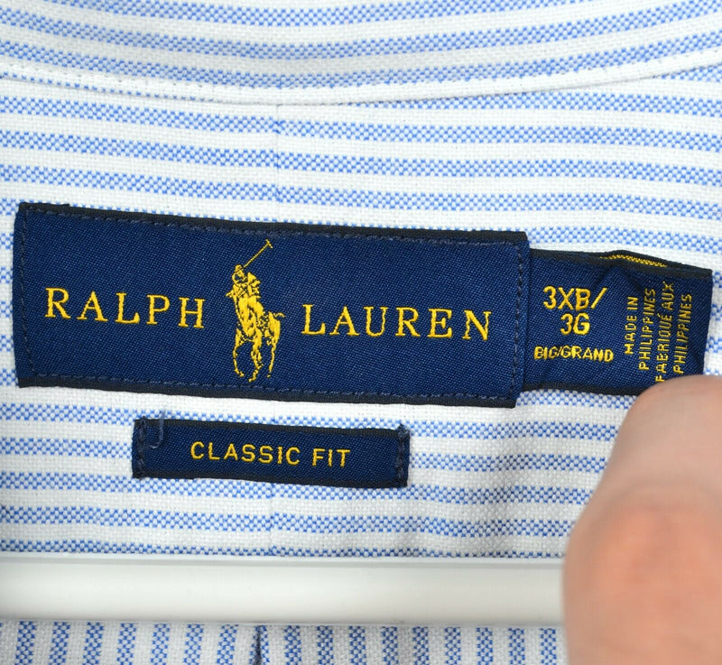 Polo Ralph Lauren Men's 3XB (3XL Big) Classic Fit Blue Striped Button-Down Shirt