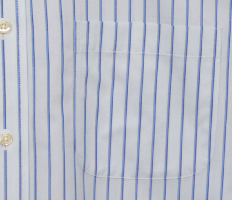 Brooks Brothers Men's 16.5-32 Classic Non-Iron White Blue Striped Dress Shirt