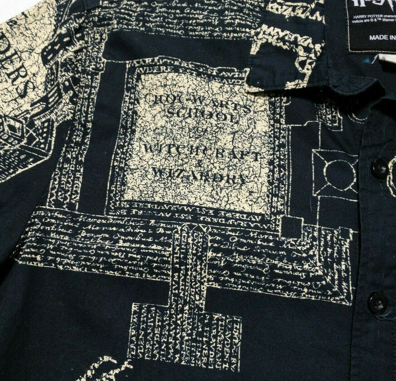 Harry Potter Men's Medium Marauder's Map Button-Up Woven Shirt All Over Print