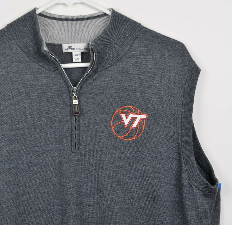 Peter Millar Men's XL Merino Wool Virginia Tech Basketball 1/4 Zip Sweater Vest