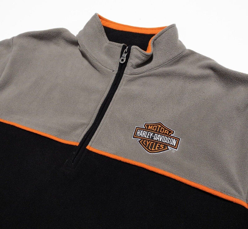 Harley-Davidson Sweatshirt Men's 2XL Pullover 1/4 Zip Gray Black Biker Logo