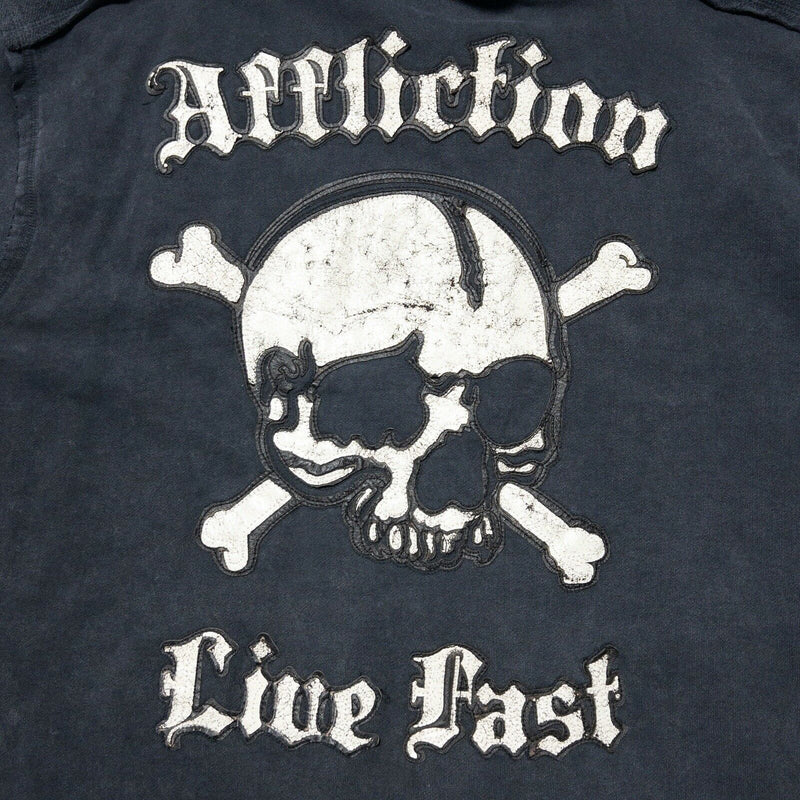 Affliction Live Fast Skull Men's 3XL Distressed Full Zip USA Hooded Sweatshirt