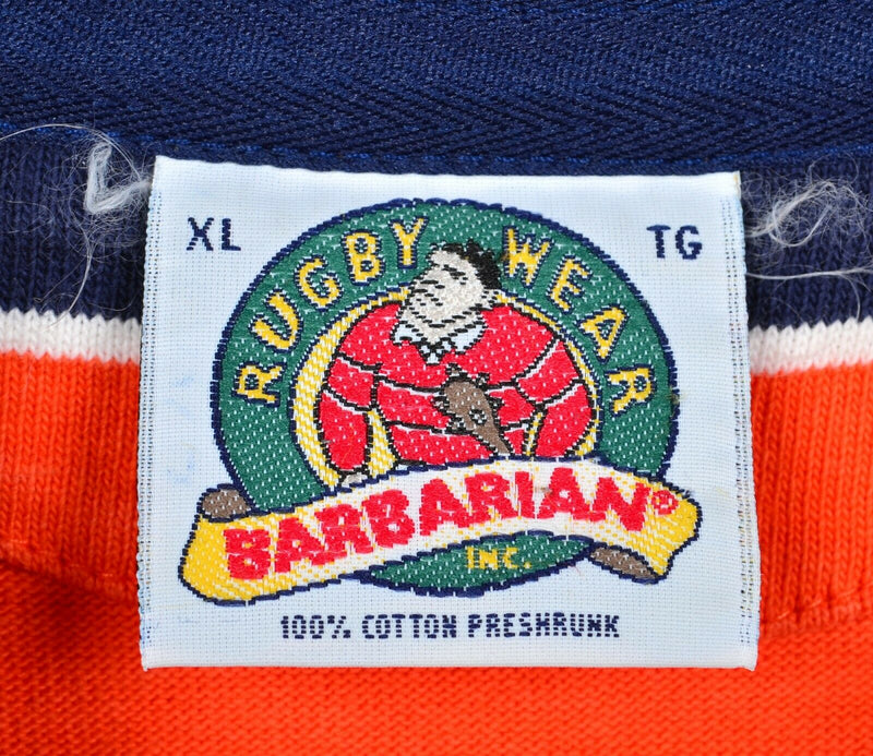 Vintage Barbarian Rugby Men's XL Illinois Old Boy RFC Orange Rugby Polo Shirt