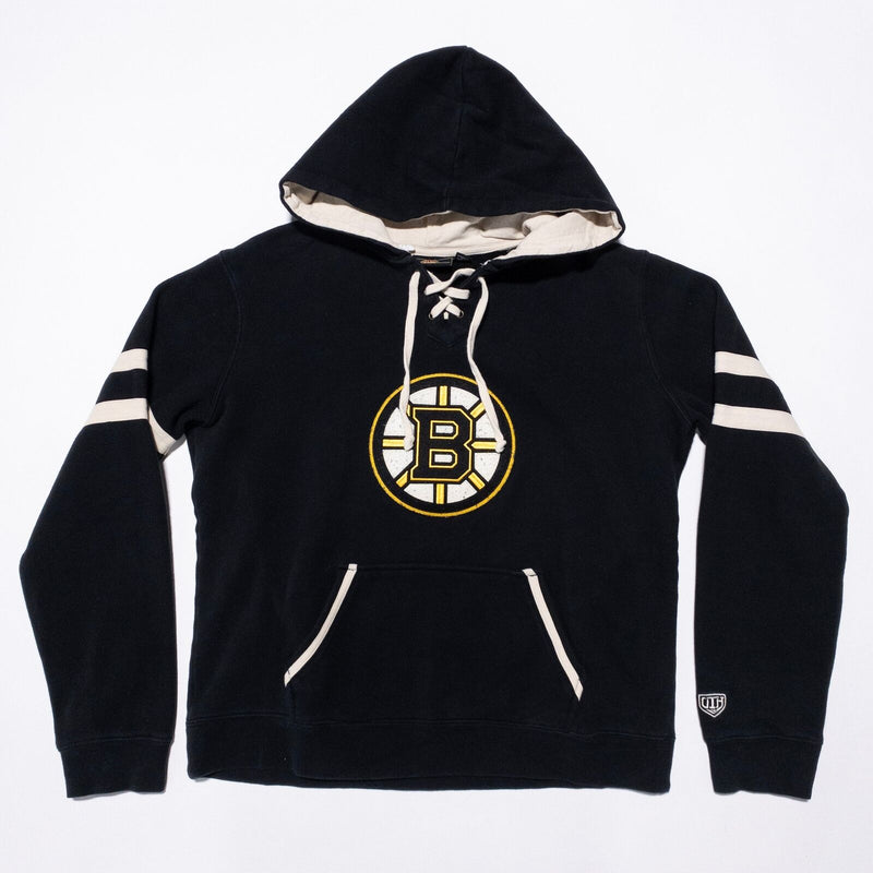 Boston Bruins Sweatshirt Women's XL Old Time Hockey Black Pullover Lace-Up