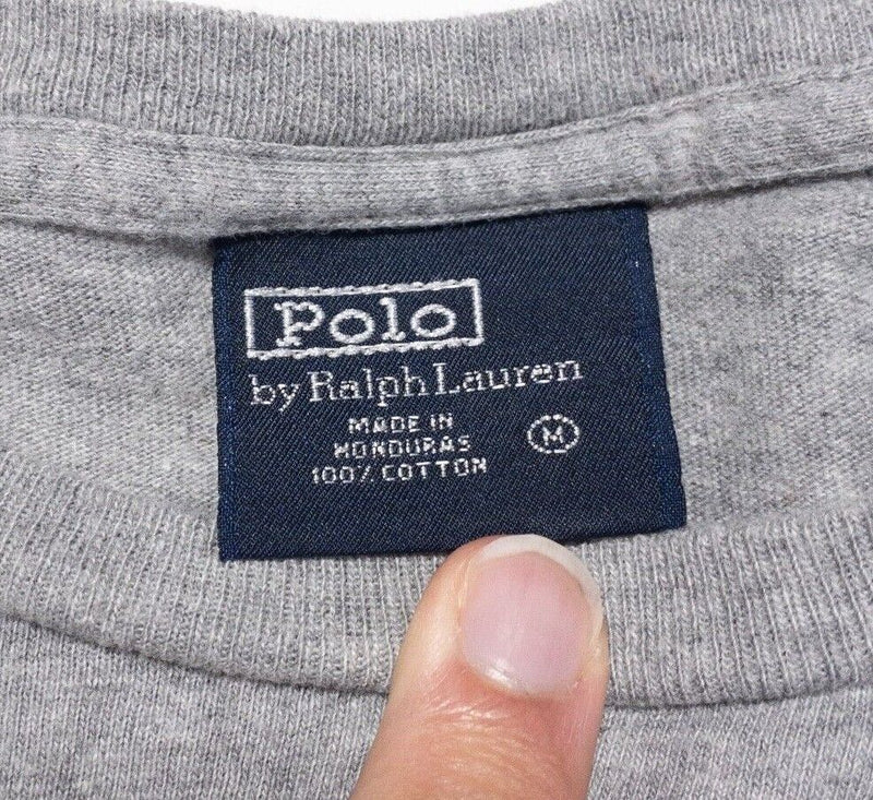 Polo Bear Ralph Lauren T-Shirt Medium Men's Hockey Bear Long Sleeve Vintage 90s