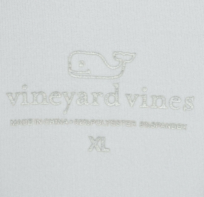 Vineyard Vines Performance Men's XL White Blue Striped Whale Wicking Polo Shirt