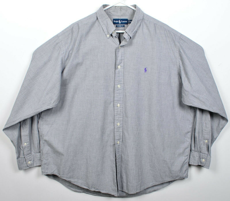 Polo Ralph Lauren Men's 2XL Classic Fit Solid Gray Purple Pony Button-Down Shirt