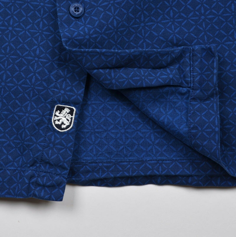 Nat Nast Men's Sz XL Silk Blend Blue Geometric Short Sleeve Hawaiian Camp Shirt