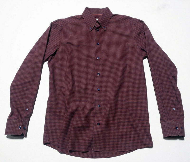 Eton Contemporary Men's 15 3/4 (40)  Button-Down Dress Shirt Red Plaid