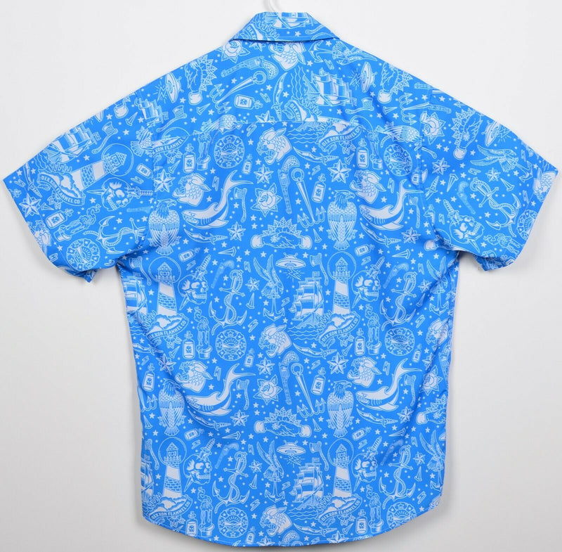 Dixxon Flannel Men's Medium Seaside Limited Edition Ship Axe Skull Blue Shirt