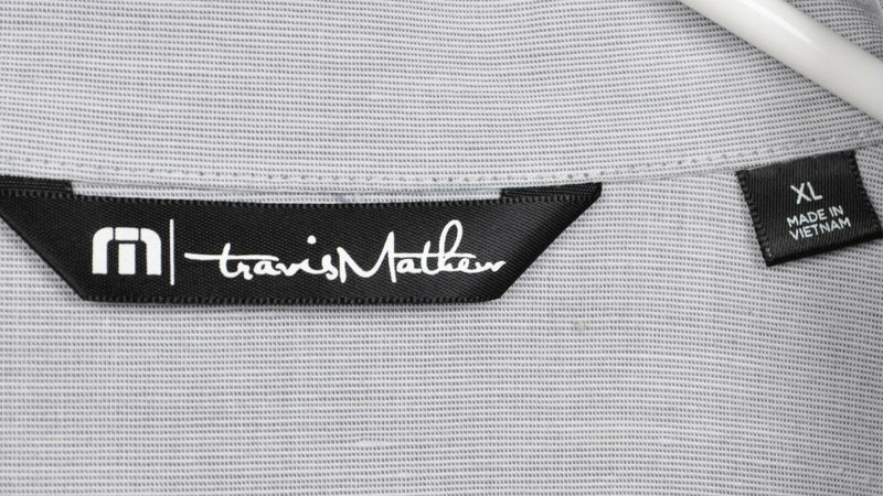 Travis Mathew Men's Sz XL Gray Striped Cotton Blend Button-Front Casual Shirt