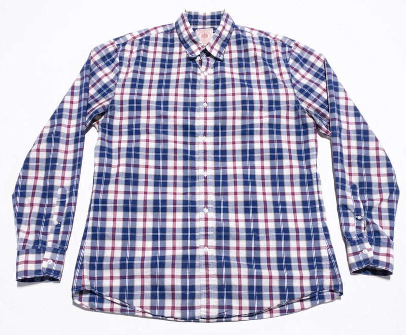 J. Press Shirt Men's XL Plaid Long Sleeve Button-Down Blue Red Trunk Club
