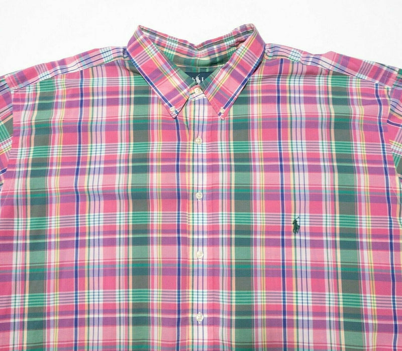 Polo Ralph Lauren 4XLT Button-Down Shirt Men's Pink Plaid Tall Short Sleeve