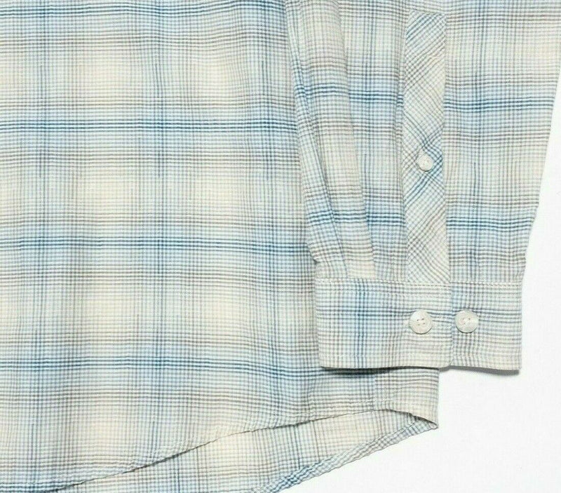 ExOfficio Insect Shield Button-Front Shirt Hiking Travel Blue Gray Plaid Men XL