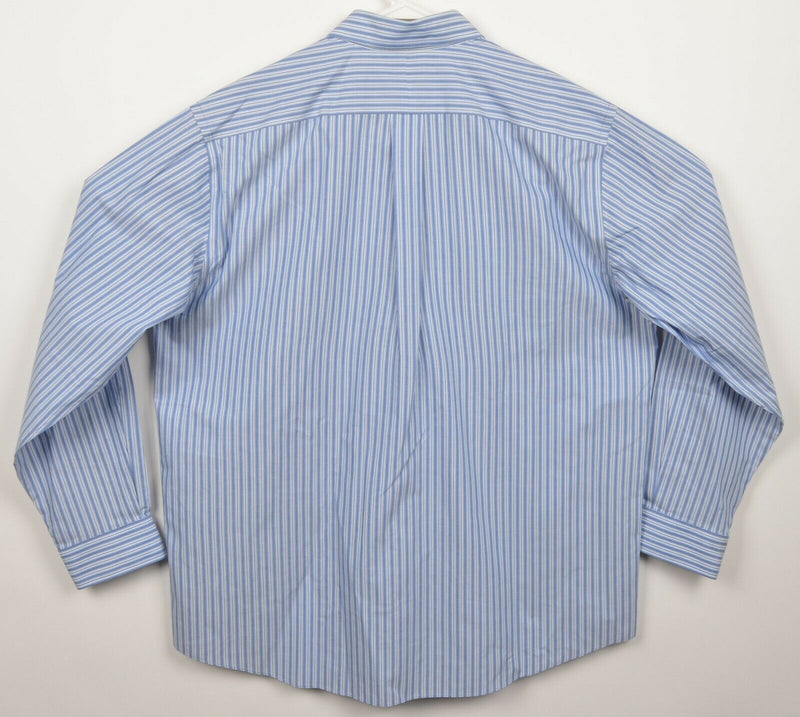 L.L. Bean Men's Large Wrinkle Resistant Blue Striped Button-Down Shirt