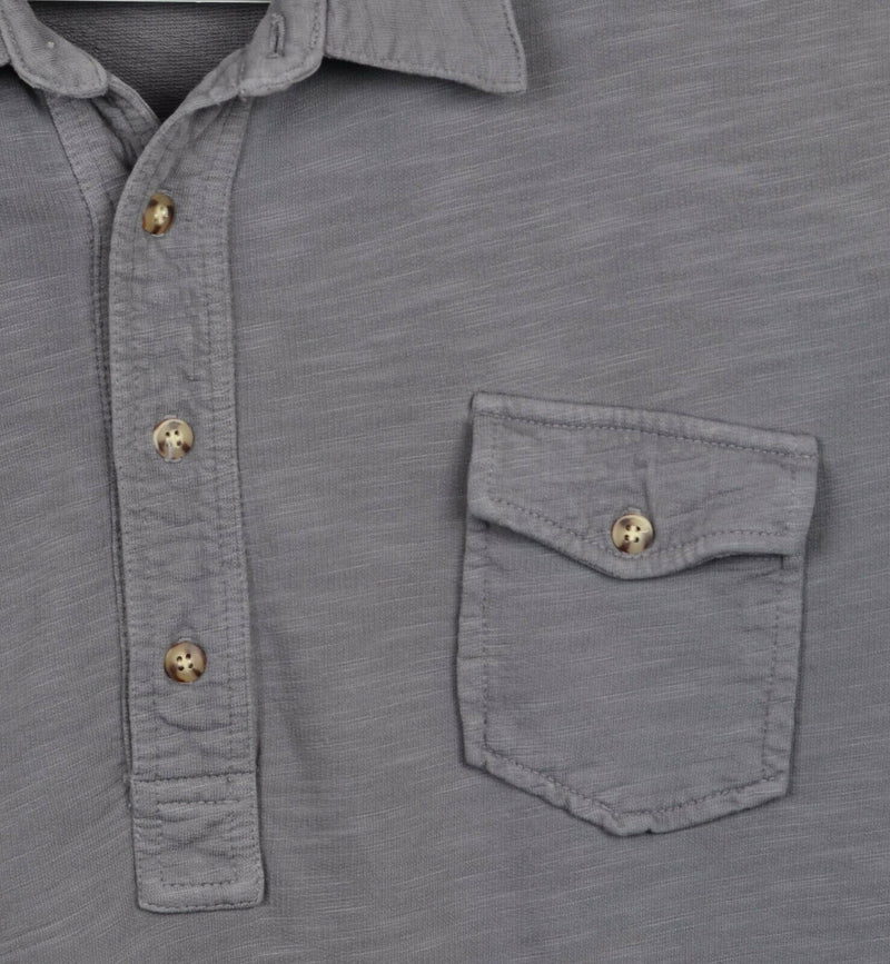 Marine Layer Men's Medium Heather Gray Long Sleeve Pocket Polo Shirt