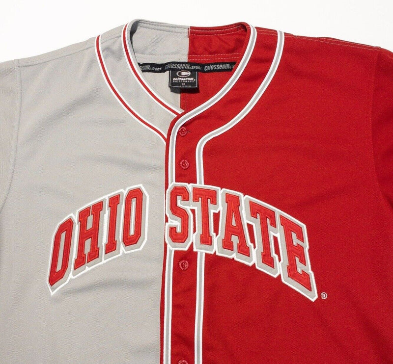 Ohio State Baseball Jersey Medium Mens Colosseum Buckeyes Gray Red Two-Tone Sewn