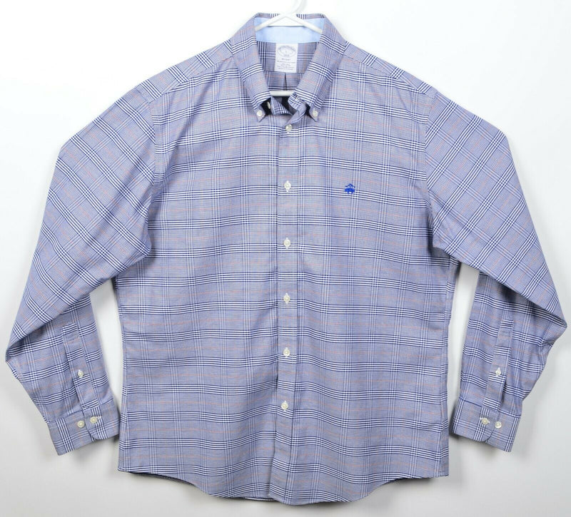 Brooks Brothers Men's Large Glen Check Non-Iron Cotton Spandex Button-Down Shirt