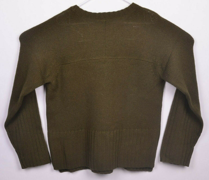 Diesel Men's XL Chunky Wool Ribbed Dark Olive Green Pullover Sweater