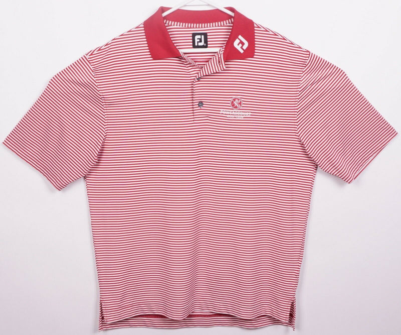 FootJoy Men's Large Logo Collar Tour Issue Red White Striped Golf Polo Shirt