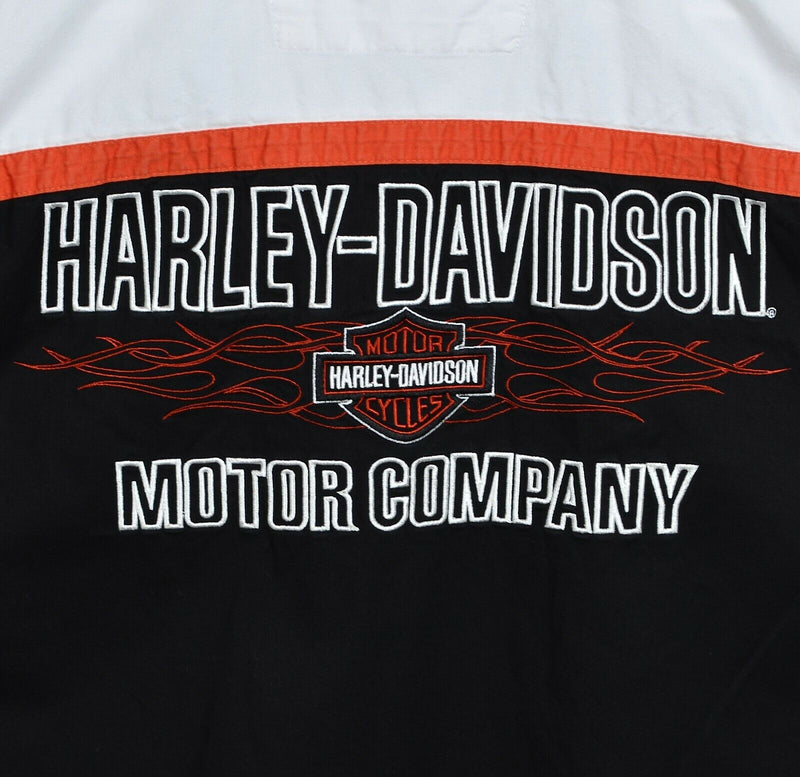 Harley-Davidson Staff Men's Large White Black Orange Buell Garage Mechanic Shirt