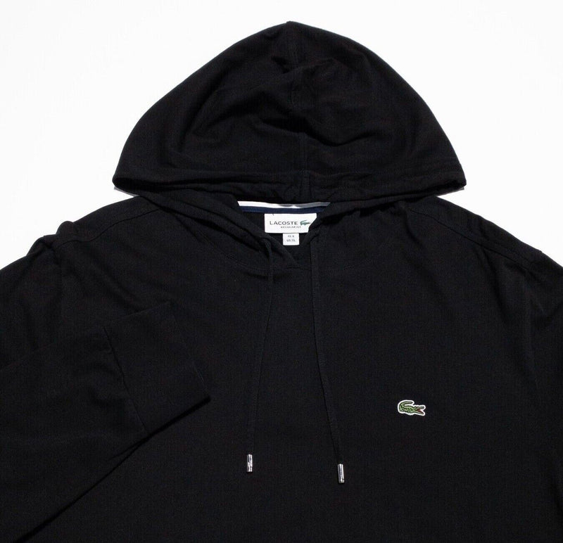 Lacoste Hoodie Men's XL Regular Fit FR 6 Black Pullover Lightweight Croc Gator